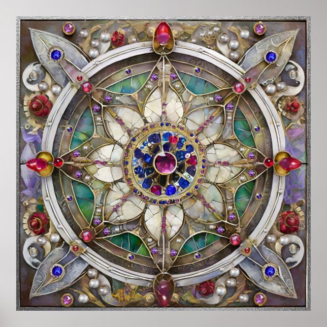 Ruby, Amethyst, Sapphire and, Pearl Mandala Poster (Front)