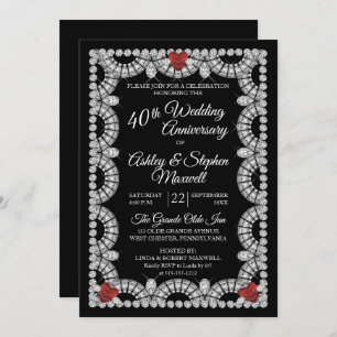 Ruby and Diamond 40th Wedding Anniversary Party Invitation
