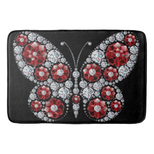 Ruby and Emerald Rhinestone Butterfly Bath Mat