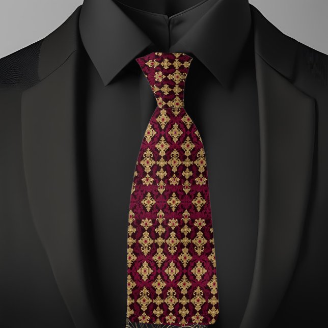 Ruby and Gold Pattern Necktie (Creator Uploaded)