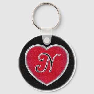 Ruby and Onyx Monogram Keychain