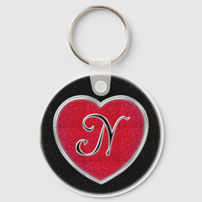 Ruby and Onyx Monogram Keychain (Front)