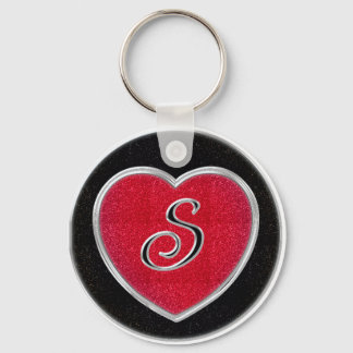 Ruby and Onyx Monogram Keychain