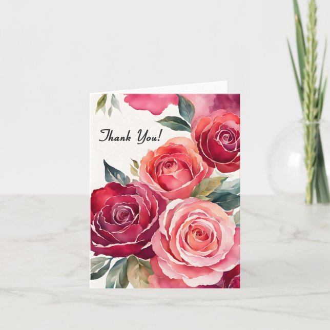 Ruby and Rose Floral Thank You Card (Front)
