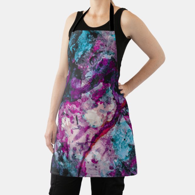 Ruby and Sapphire Crystal Geode Abstract Apron (Insitu)
