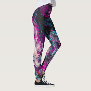 Ruby and Sapphire Crystal Geode Abstract Leggings