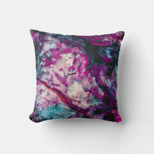 Ruby and Sapphire Crystal Geode Abstract Throw Pillow