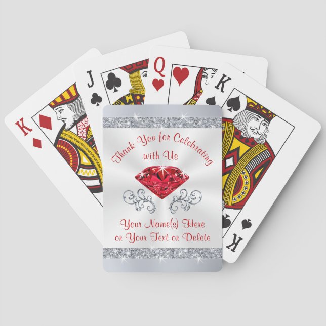 Ruby Anniversary Thank You Playing Card Favours (Back)