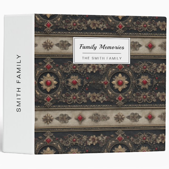 Ruby Baroque Gothic Elegance Pattern Binder (Front/Spine)