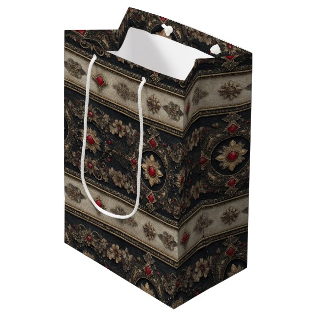 Ruby Baroque Gothic Elegance Pattern Medium Gift Bag (Front Angled)