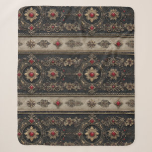 Ruby Baroque Gothic Elegance Pattern Sherpa Blanket