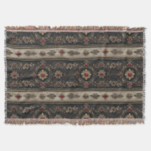 Ruby Baroque Gothic Elegance Pattern Throw Blanket