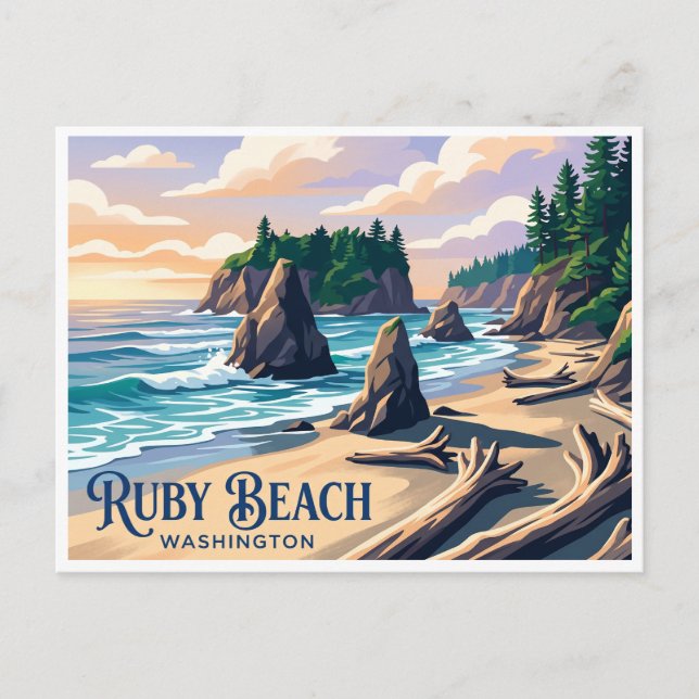 Ruby Beach Forks Washington Postcard (Front)