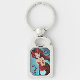 Ruby Big Eye Mermaid Fantasy Art by Molly Harrison Keychain