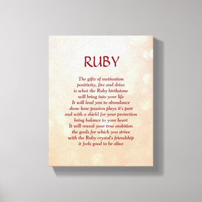 Ruby birthstone - July poem art canvas Print (Front)