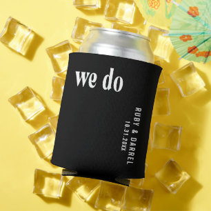 Ruby Black Modern Wedding Can Cooler