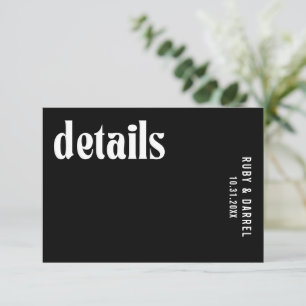 Ruby Black Modern Wedding Enclosure Card