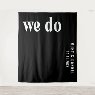 Ruby Black Modern Wedding Tapestry