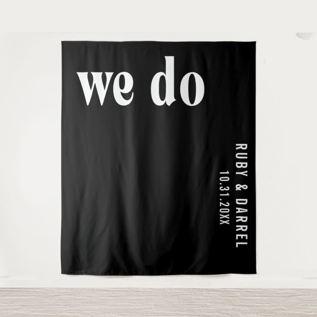 Ruby Black Modern Wedding Tapestry (Front)