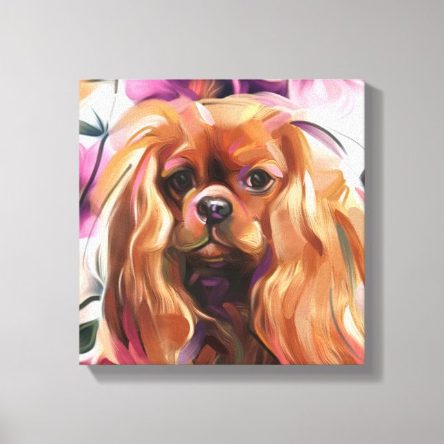 'Ruby' Cavalier chien art imprimé sur toile (Recto)