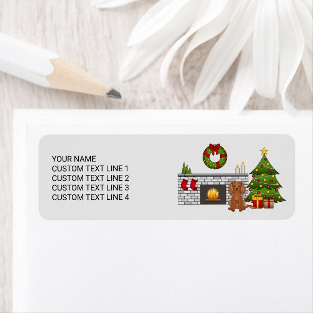 Ruby Cavalier Chien Dans La Salle De Noël & Texte (En situation)