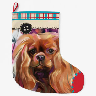 Ruby Cavalier Christmas Stocking   chequered