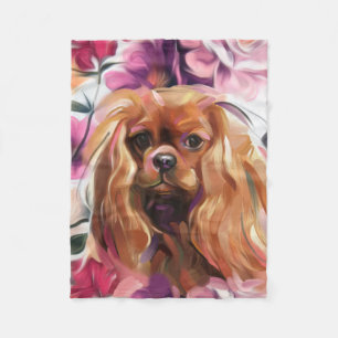 'Ruby' Cavalier dog art fleece blanket Small