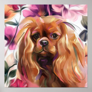 'Ruby' Cavalier dog art print on paper