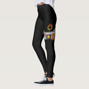 Ruby Cavalier Dog In A Christmas Room Black Leggings