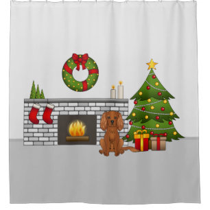 Ruby Cavalier Dog In A Festive Christmas Room