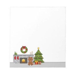 Ruby Cavalier Dog In A Festive Christmas Room Notepad
