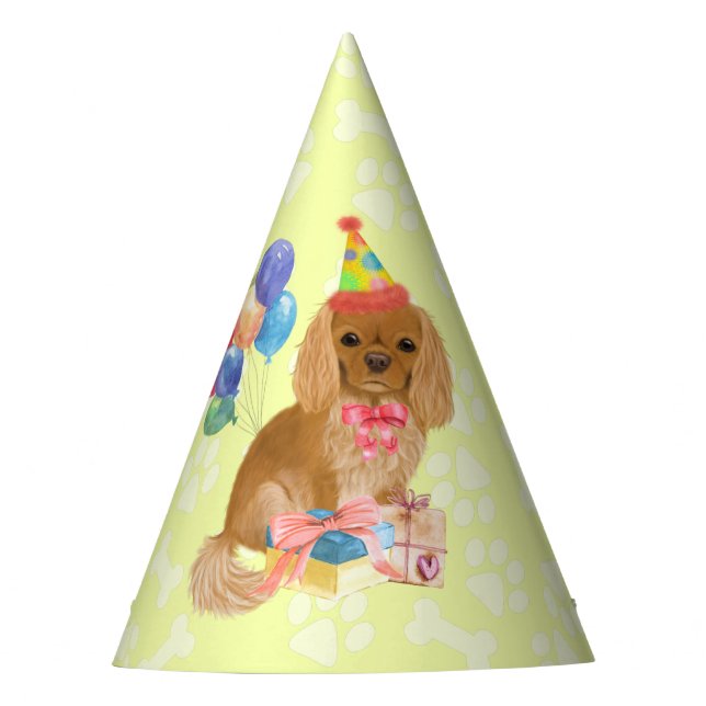 Ruby Cavalier King Charles Spaniel Birthday   Party Hat (Front)