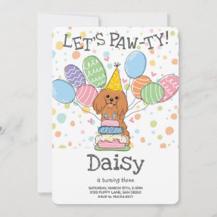 Ruby Cavalier King Charles Spaniel Birthday Party Invitation