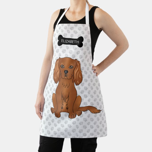 Ruby Cavalier King Charles Spaniel Dog & Name Apron (Insitu)