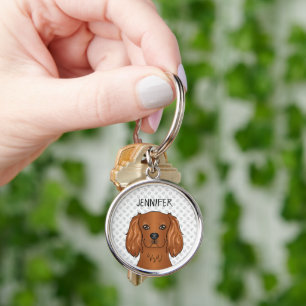 Ruby Cavalier King Charles Spaniel Dog & Name Keychain