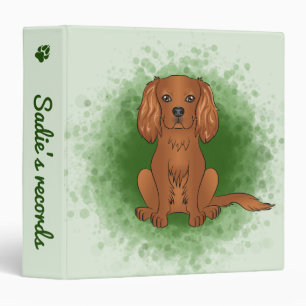 Ruby Cavalier King Charles Spaniel Dog On Green Binder