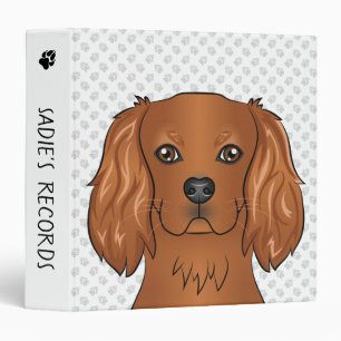 Ruby Cavalier King Charles Spaniel Dog On Green Binder