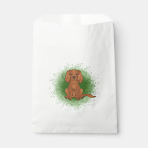 Ruby Cavalier King Charles Spaniel Dog On Green Favour Bag