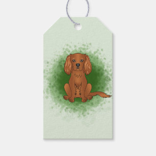 Ruby Cavalier King Charles Spaniel Dog On Green Gift Tags