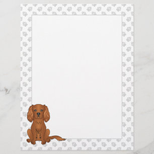 Ruby Cavalier King Charles Spaniel Dog On Green Letterhead