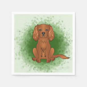 Ruby Cavalier King Charles Spaniel Dog On Green Napkin