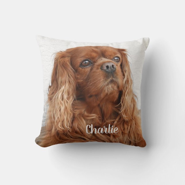 Ruby Cavalier King Charles Spaniel Dog Throw Pillow (Front)