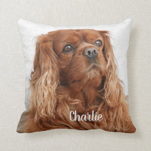 Ruby Cavalier King Charles Spaniel Dog Throw Pillow