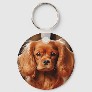 Ruby Cavalier King Charles Spaniel Keychain