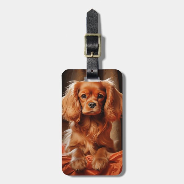 Ruby Cavalier King Charles Spaniel Luggage Tag (Front Vertical)