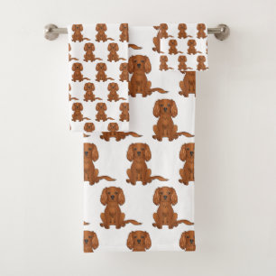 Ruby Cavalier King Charles Spaniel Pattern Bath Towel Set