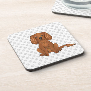 Ruby Cavalier King Charles Spaniel & Paws Coaster