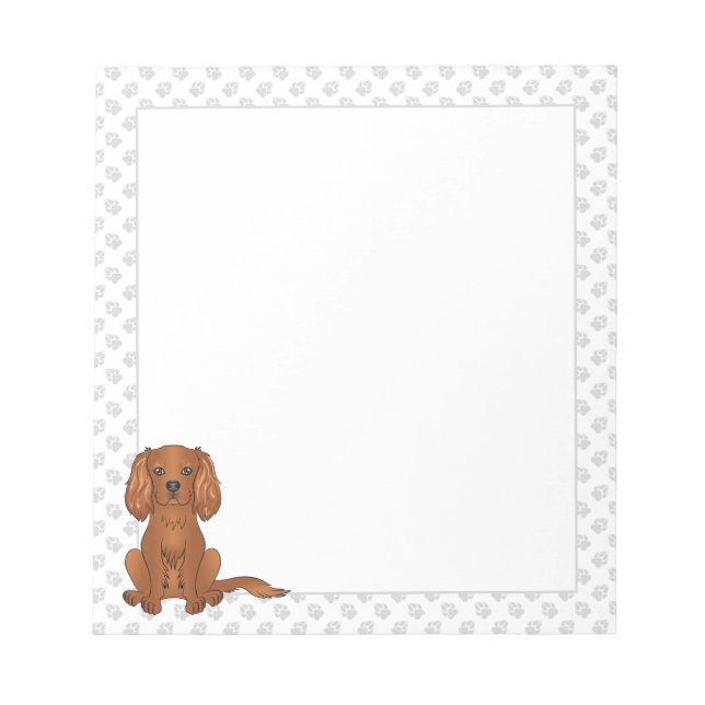 Ruby Cavalier King Charles Spaniel & Paws Notepad (Front)