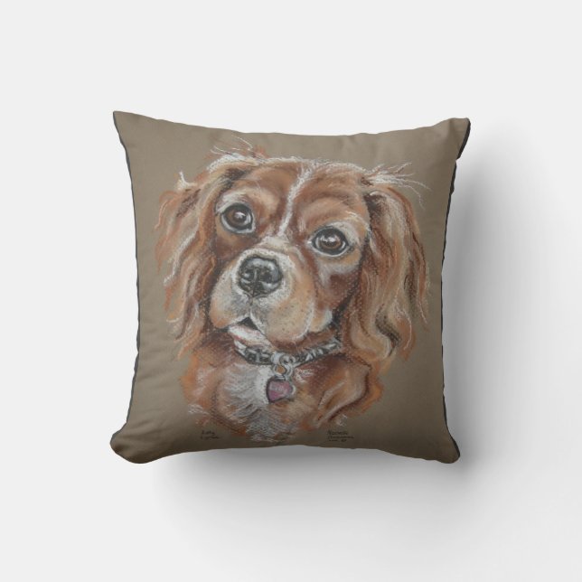 Ruby cavalier king charles spaniel pillow (Front)