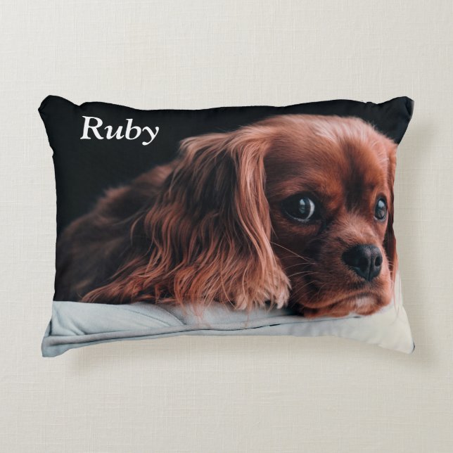Ruby Cavalier King Charles Spaniel Puppy Dog Accent Pillow (Front)
